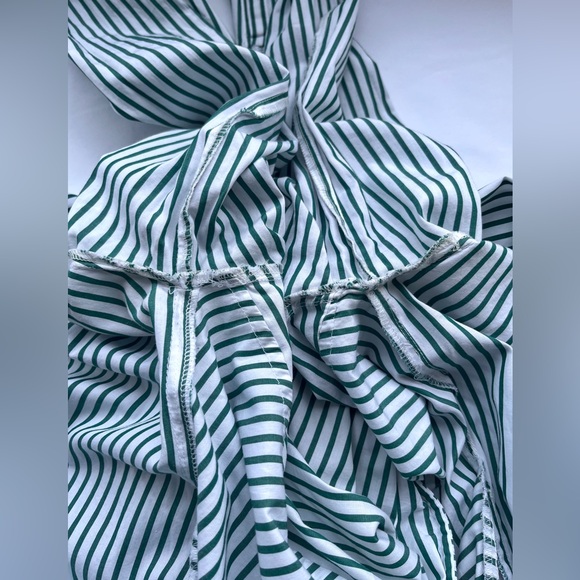 Zara | Green & White Striped Long Poplin Shirt - Picture 15 of 16